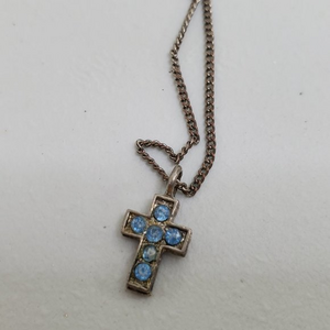 Cross Necklace‎ 18kt GP gold plated White Silver Re
